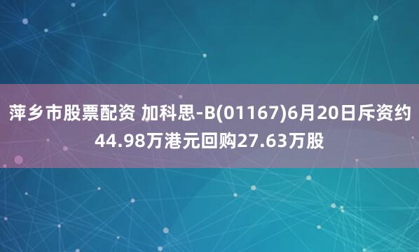 萍乡市股票配资 加科思-B(01167)6月20日斥资约44.98万港元回购27.63万股